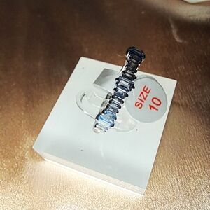 NWT 925 Sterling Silver Tanzanite/Tourmaline Varied Baguette Band